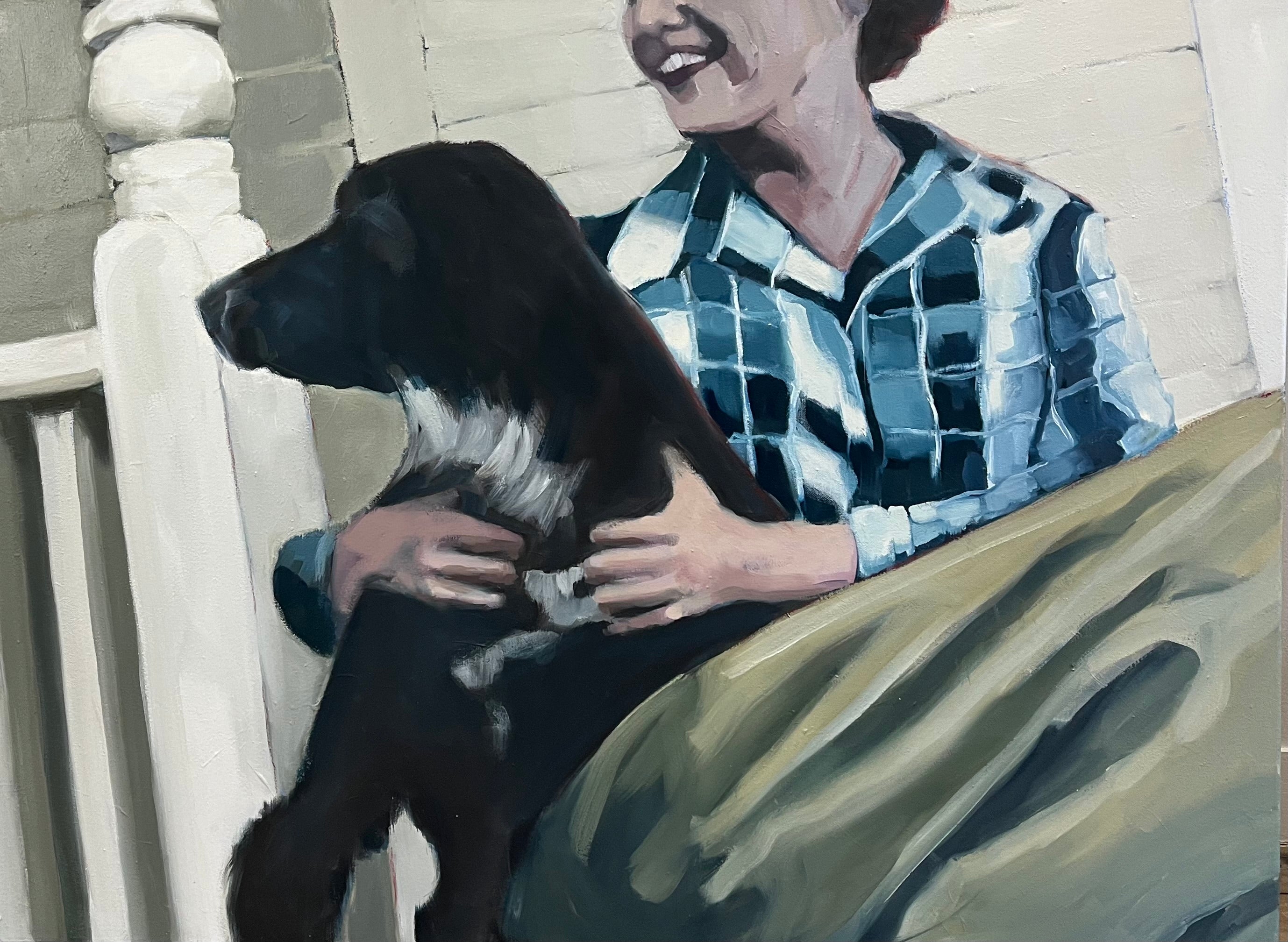 Woman in Plaid with Dog