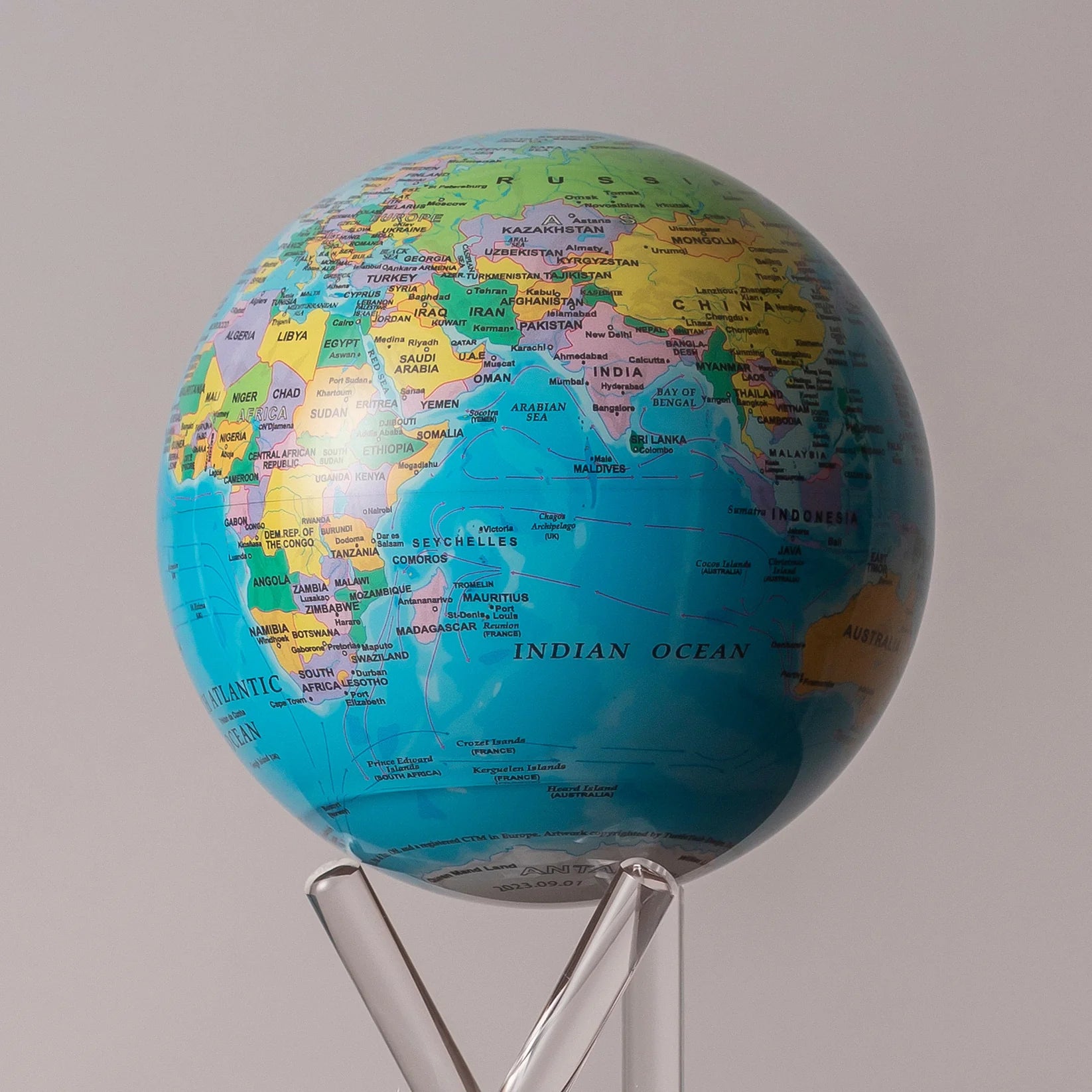 Ocean Blue Political Globe
