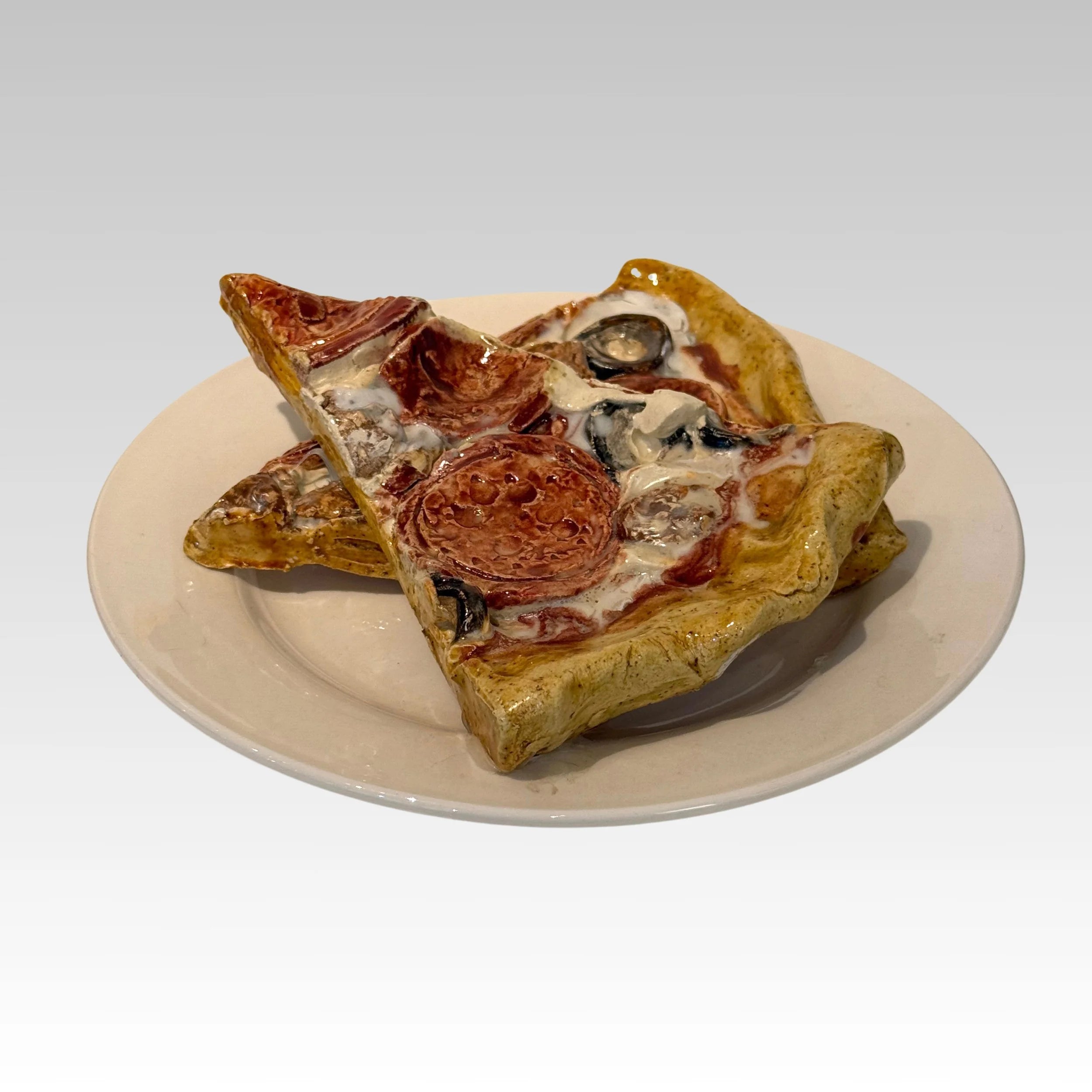 Two Pizza Slices on Plate