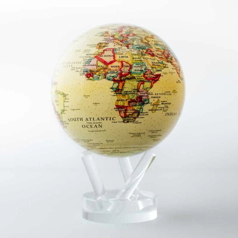 Antique Yellow Political Map Globe
