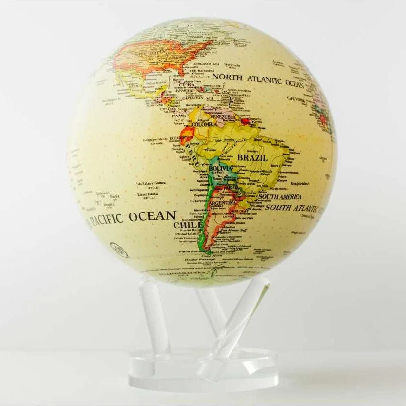 Antique Yellow Political Map Globe
