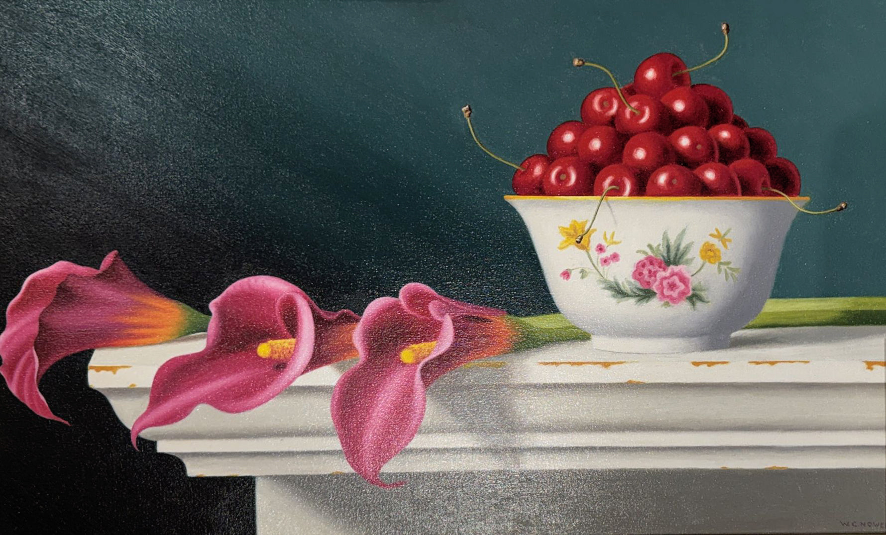Cherries and Calla Lilies